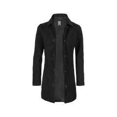 Kandis Women's 3/4 Length Black Suede Car Coat