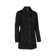 Kandis Women's 3/4 Length Black Suede Car Coat