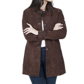 Kandis Women's Dark Brown Suede Car Coat