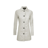 Kandis Women's Off White Real Leather Car Coat