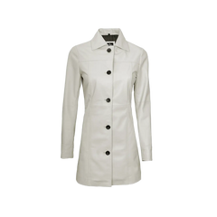 Kandis Women's Off White Real Leather Car Coat