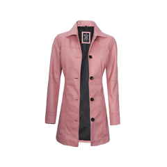 Kandis Women's Pink Real Leather Car Coat