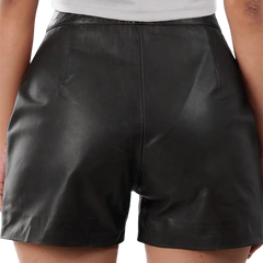 Karen Women's Black Fitted Leather Shorts - High Waisted Style