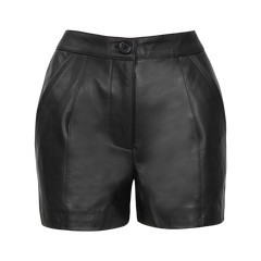 Karen Women's Black Fitted Leather Shorts - High Waisted Style