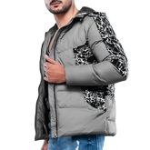 Karter Men's Light Grey Hooded Duck Down Jacket - Insulated Puffer Jacket