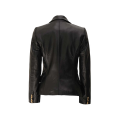 Kim Women’s Black Double-Breasted Lambskin Leather Blazer
