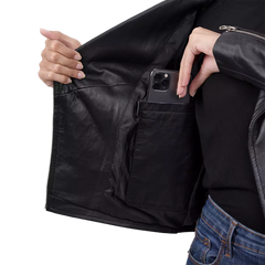 Kirsten Women's Black Leather Moto Jacket