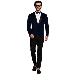 Lamar Men's Dark Blue Two Piece Velvet Tuxedo