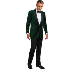 Lance Men's Green Velvet Tuxedo with Satin Peak Lapel