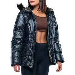 Lexie Duck Down Navy Blue Insulated Puffer Jacket for Women