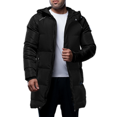 Lonnie Men's Black Insulated Hooded Puffer Jacket – Parka Style Winter Coat