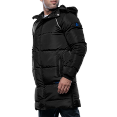 Lonnie Men's Black Insulated Hooded Puffer Jacket – Parka Style Winter Coat