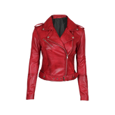 Margaret Red Women's Biker Leather Jacket