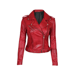 Margaret Red Women's Biker Leather Jacket