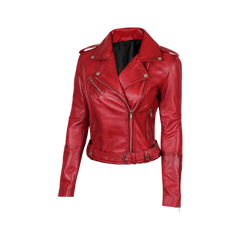 Margaret Red Women's Biker Leather Jacket