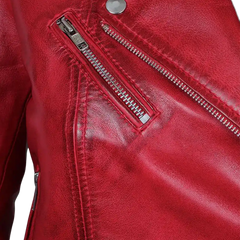 Margaret Red Women's Biker Leather Jacket
