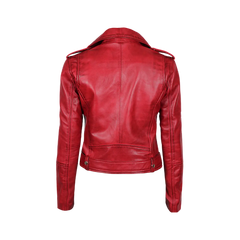 Margaret Red Women's Biker Leather Jacket