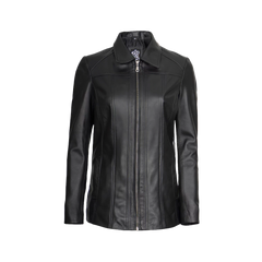 Marsha Women's Leather Black Car Coat