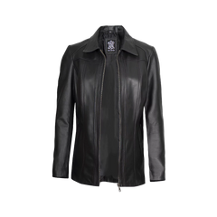 Marsha Women's Leather Black Car Coat