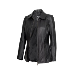 Marsha Women's Leather Black Car Coat
