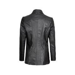 Marsha Women's Leather Black Car Coat