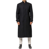 McGhee Men's Black Long Wool Overcoat