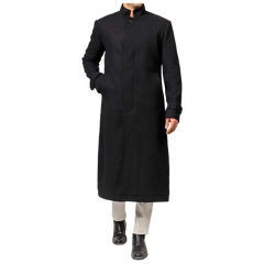 McGhee Men's Black Long Wool Overcoat