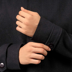 McGhee Men's Black Long Wool Overcoat