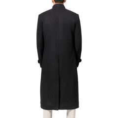 McGhee Men's Black Long Wool Overcoat