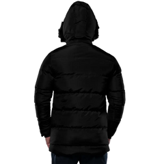 Melvin Mens Black 3/4 Length Puffer Jacket With Faux Fur Trim Hood