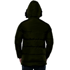 Melvin Mens Green 3/4 Length Puffer Jacket With Faux Fur Trim Hood