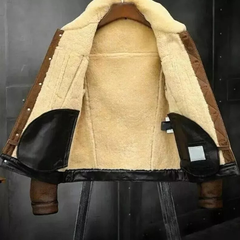 Men Aviator Brown RAF B3 Flying Pilot Bomber Shearling Fur Real Leather Jacket