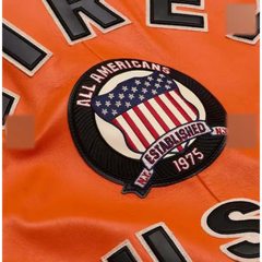 Men’s Avirex Orange Bomber American Flight Jacket 100% Real Leather Jacket