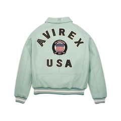 Men’s Avirex White Bomber American Flight Jacket 100% Real Leather Jacket