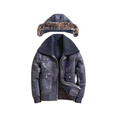 Men’s Black B3 RAF Flight Bomber Aviator Real Sheepskin Shearling Leather Jacket