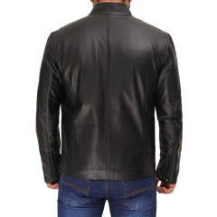 Men's Black Cafe Racer Leather Jacket