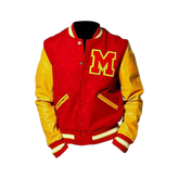 Men’s MJ Thriller Michael Jackson Red M Logo Varsity Letterman Jacket