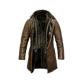 Men’s RAF B3 Bomber Fur Shearling Sheepskin Warm Duffle Genuine Leather Coat