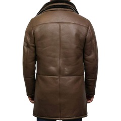 Men’s RAF B3 Bomber Fur Shearling Sheepskin Warm Duffle Genuine Leather Coat