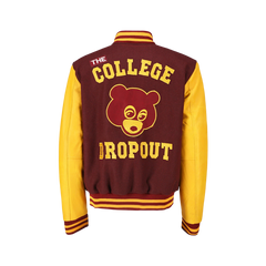 Men Vintage College Dropout Baseball Letterman Chenile Embroidery Varsity Jacket