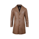 Men's 3 4 Length Brown Leather Car Coat