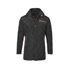 Men's Black 3/4 Length Quilted Coat