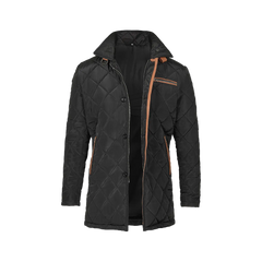 Men's Black 3/4 Length Quilted Coat