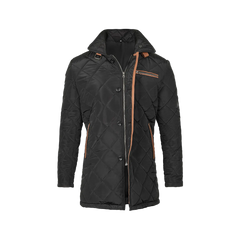 Men's Black 3/4 Length Quilted Coat