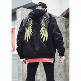 Men's Angel Wings Jacket Hip Hop Gold Thread Embroidery Wings