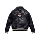 Men's Avirex Black Real Bomber American Flight Jacket 100% Real Leather Jacket