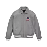 Men's Avirex Gray Real Bomber American Flight Jacket 100% Real Leather Jacket