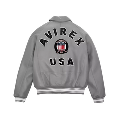 Men's Avirex Gray Real Bomber American Flight Jacket 100% Real Leather Jacket
