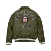 Men's Avirex Olive Green Bomber American Flight Leather Jacket
