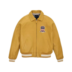 Men's Avirex Yellow Real Bomber American Flight Jacket 100% Real Leather Jacket